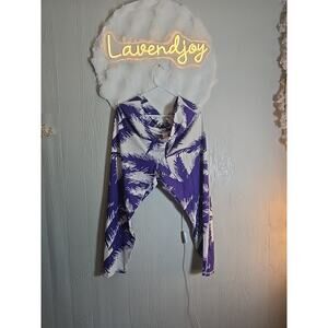 Fabletics Pure Luxe High Waisted Paradiso Print Plus 3x Leggings Purple White